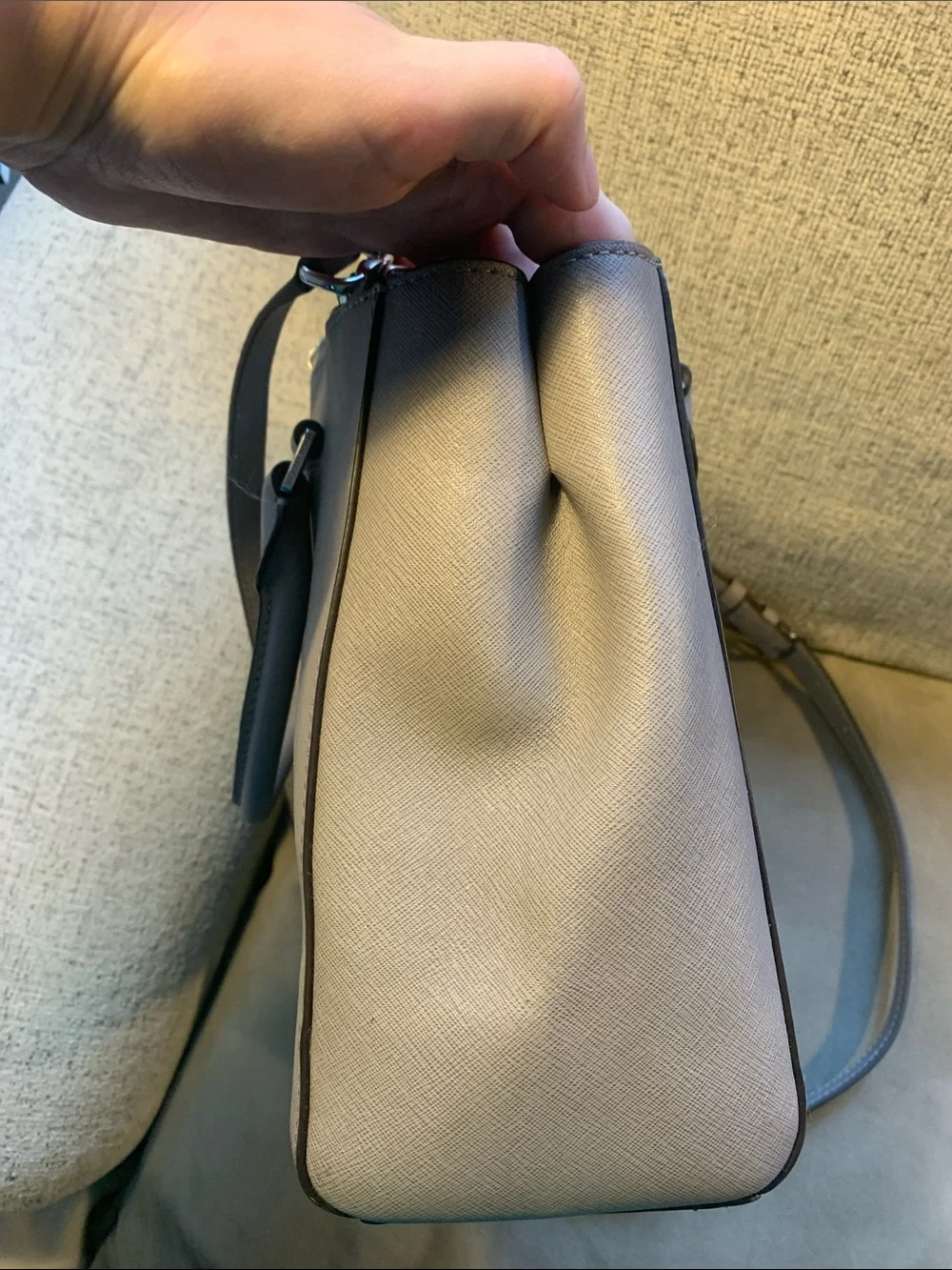 Michael Kors Light Gray Saffiano Leather Bag with Matching Wallet
